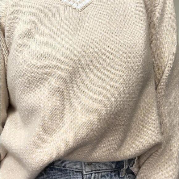 Vintage Cotton Mini Heart Print V Neck Sweater - Picture 5 of 5